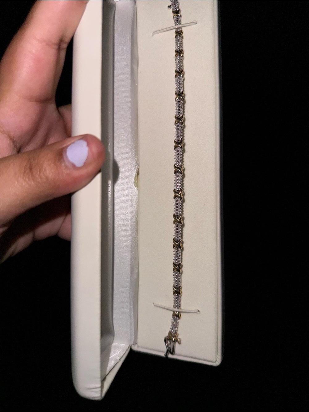 JCPenney Vintage Diamond Tennis Bracelet – Sterling Silver & 14k Gold – 1/11 CT